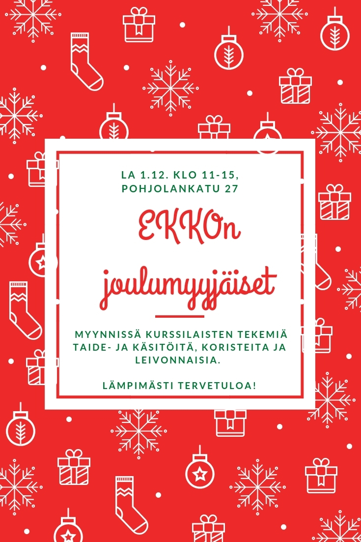 EKKOn Joulumyyjäiset Opistotalolla Lauantaina 1.12.2018 Klo 11-15